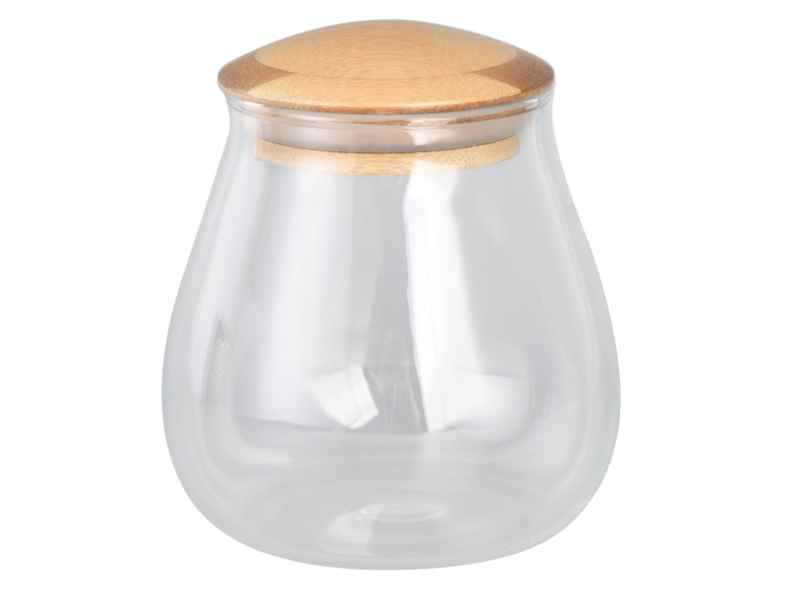 Tarro De Cristal Hermético Con Tapa De Madera Para Té, Café Y Granos, 900 Ml.