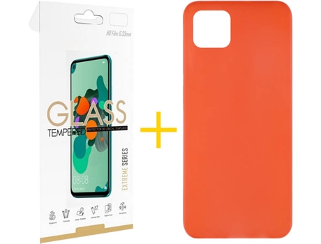 Kit Funda + Protector de Pantalla Samsung Galaxy A22 5G SKYHE Liso (Rojo)