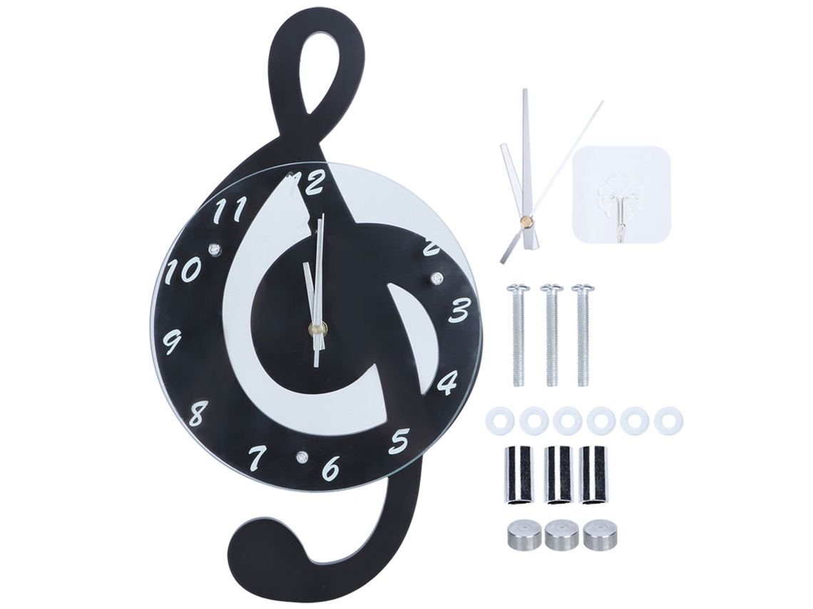 Reloj de pared electrónico con notas musicales, silencioso y moderno, de cuarzo para habitación infantil Kofihety