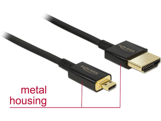 Cable HDMI DELOCK (HDMI - HDMI - 25 cm - Negro)