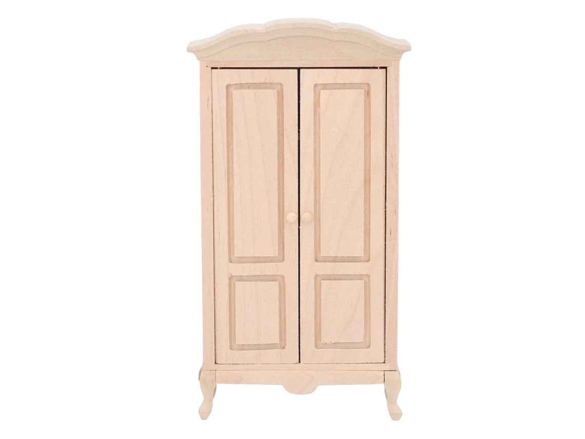 Armario En Miniatura Para Casa De Muñecas, Escala 1/12, Con Doble Puerta, Accesorio De Mobiliario Fabricado En Madera De Abedul.