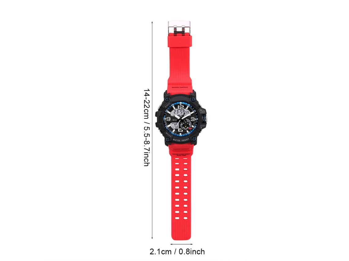Reloj deportivo digital Smael con luz LED y pulsera deportiva redonda