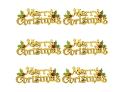 Adornos Navideños Dorados Para Árbol, Corona, 6 Piezas, Palabras De Plástico ''feliz Navidad''