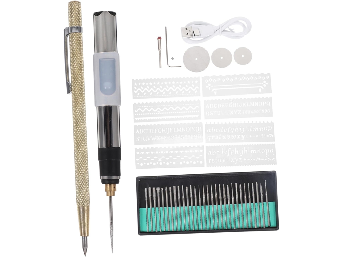 Kit de grabación eléctrica inalámbrica de 25 W, 49 piezas, 3 niveles de velocidad ajustables, ligero y Gokoco