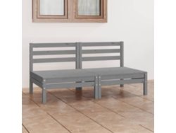 Sofá de jardín de 2 plazas de pino macizo gris Dkd Home Decor