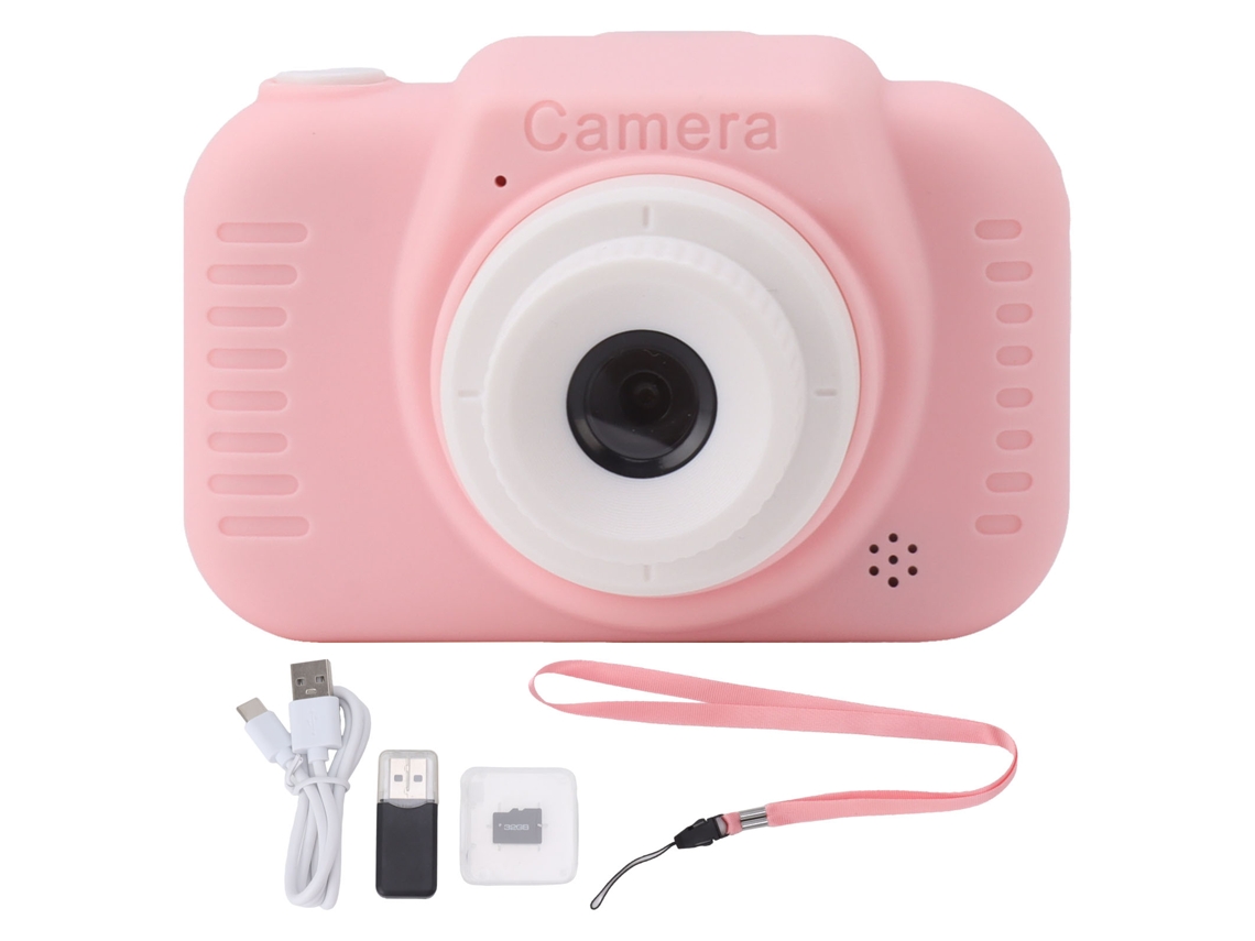 Cámara digital recargable de doble lente 1080p para niños, 32 g, rosa