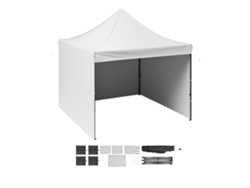 Carpa plegable Succebuy de 3 x 3 m, color blanco, con paredes laterales y bolsa de transporte