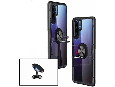Kit Funda y Soporte Huawei P20 Lite Clear Armor Transparente y Negro