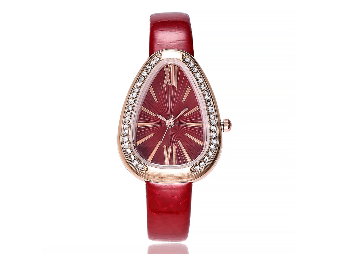 Relógio De Pulso Feminino De Quartzo Fashion Com Pulseira De Couro Pu E Strass Multicamadas (azul)