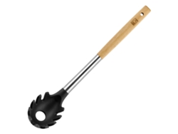 BRA Market - Cuchara de Pasta en Acero Inoxidable, Silicona y Madera de Haya