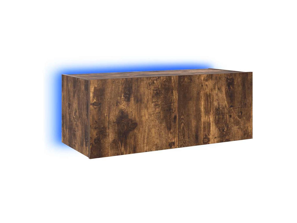 Maison Exclusive - Mueble De Tv De Pared Con Luces Led Roble Ahumado 80x35x31 Cm
