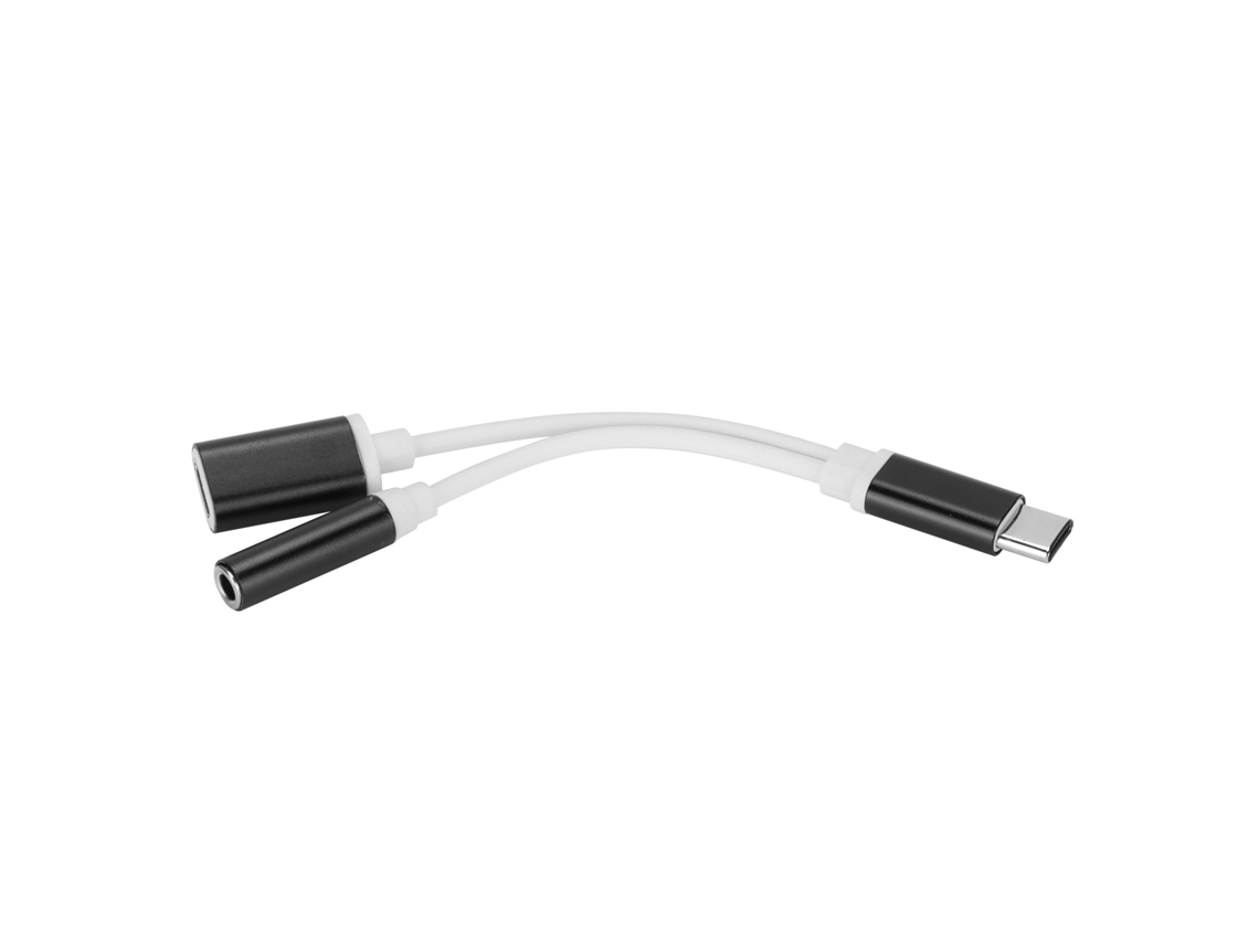 Adaptador Divisor De Audio Y Conector Para Auriculares 2 En 1 De Usb-c A 3,5 Mm - Negro