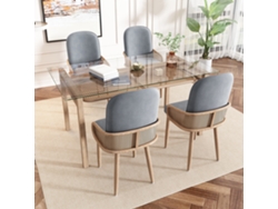 Sillas Comedor Terciopelo Gris Set 4 Patas Metal