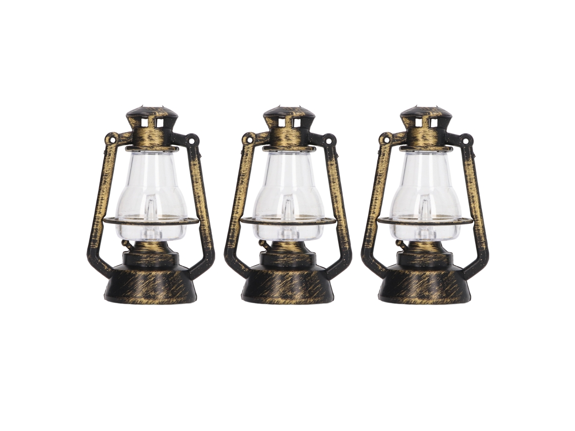 3 Piezas Lámpara De Querosene Miniatura Retro Iluminada Para Casita De Muñecas 1/12 1/6 Decoración Diy