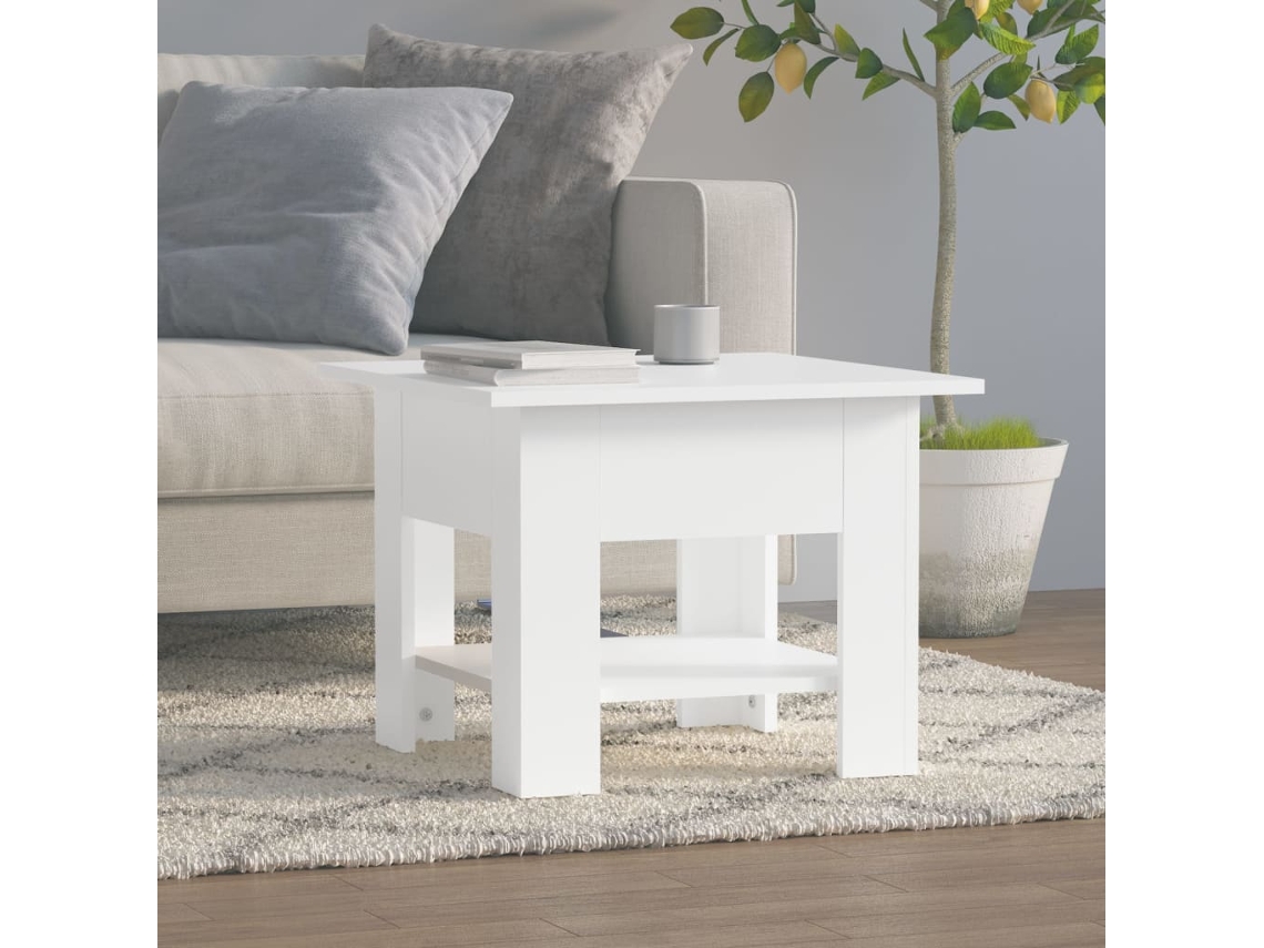 Mesa de Centro de Apoyo 55X55X42 Cm Contrachapado Blanco