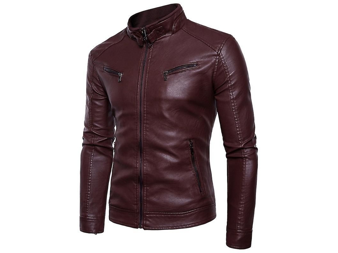 2026-chaqueta De Cuero Moto Hombre Slim Fit Talla S-3xl Cremallera Sin Capucha De Piel Pu