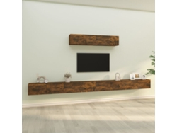 Pack Muebles de Armario Tv 6 Pzs Madera Procesada Roble Ahumado