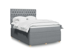Cama Box Spring Con Colchón Tela Gris Claro 160x200 Cm