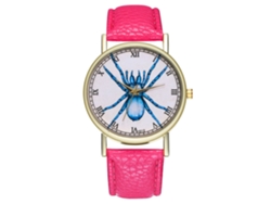 Reloj De Cuarzo Unisex Con Diseño De Insectos Moda Reloj Casual De Pulsera Regalo (rojo Rosa)