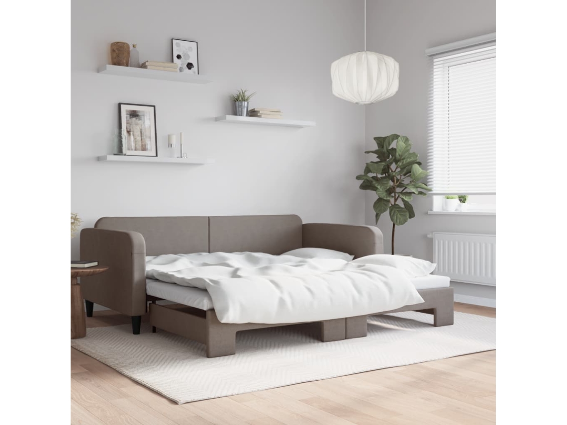 Sofá Cama Nido Tela Gris Taupe 100x200 Cm