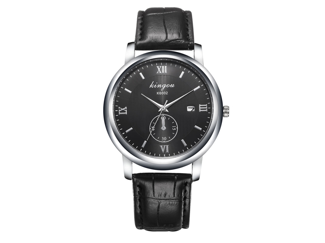 Reloj De Pulsera De Moda Para Hombre Con Números Romanos, Correa De Piel Sintética Y Movimiento De Cuarzo Negro.