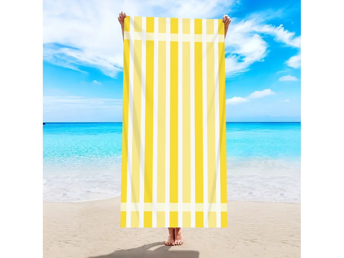 Toalla de playa de microfibra a rayas Yuysan, de alta absorción y secado rápido, 150 x 75 cm, modelo St176, color amarillo.