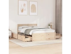 Estructura De Cama Sin Colchón Madera Maciza De Pino 135x190 Cm