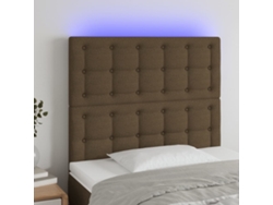 Cabecero Con Luces Led Tela Marrón Oscuro 80x5x118/128 Cm