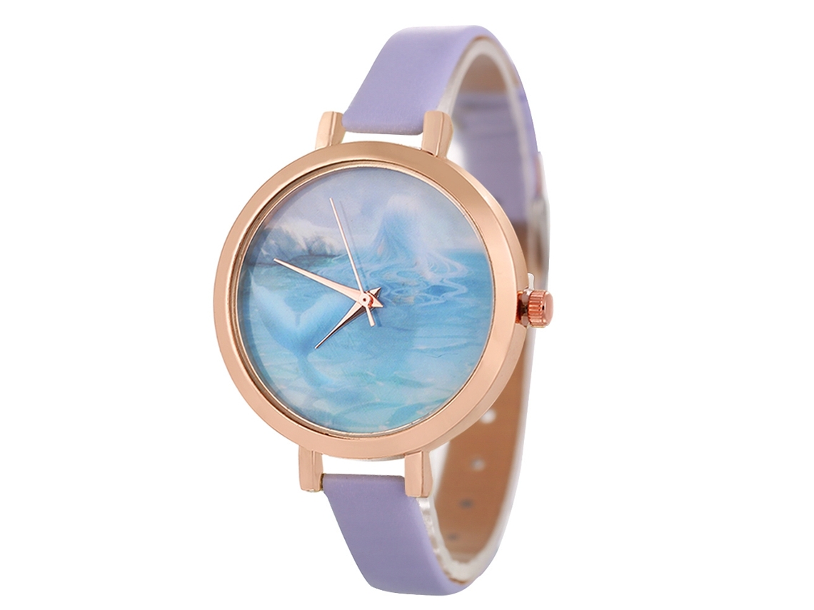 Reloj De Pulsera De Cuarzo Para Mujer, De Cuero, Estilo Casual (morado)