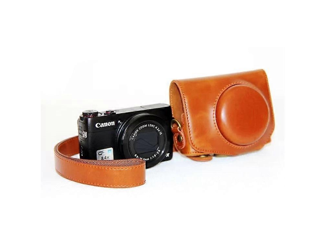Funda protectora de cuero para cámara con correa para el hombro compatible con Canon G7x Facpoet