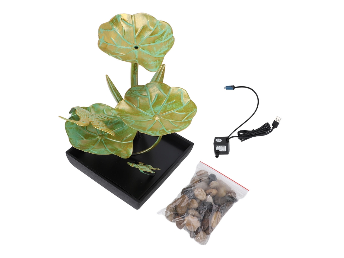 Fuente USB con forma de hoja de loto y pájaro para sala de estar.