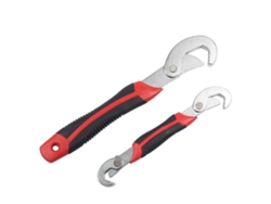 Llave multifuncional de 2 piezas con dientes finos y amplia apertura.