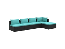 Maison Exclusive - Set De Muebles De Jardín 5 Pzas Y Cojines Ratán Sintético Negro