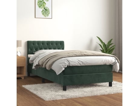 Cama con somier VIDAXL (Verde - Terciopelo - 193 x 90 x 88 cm)