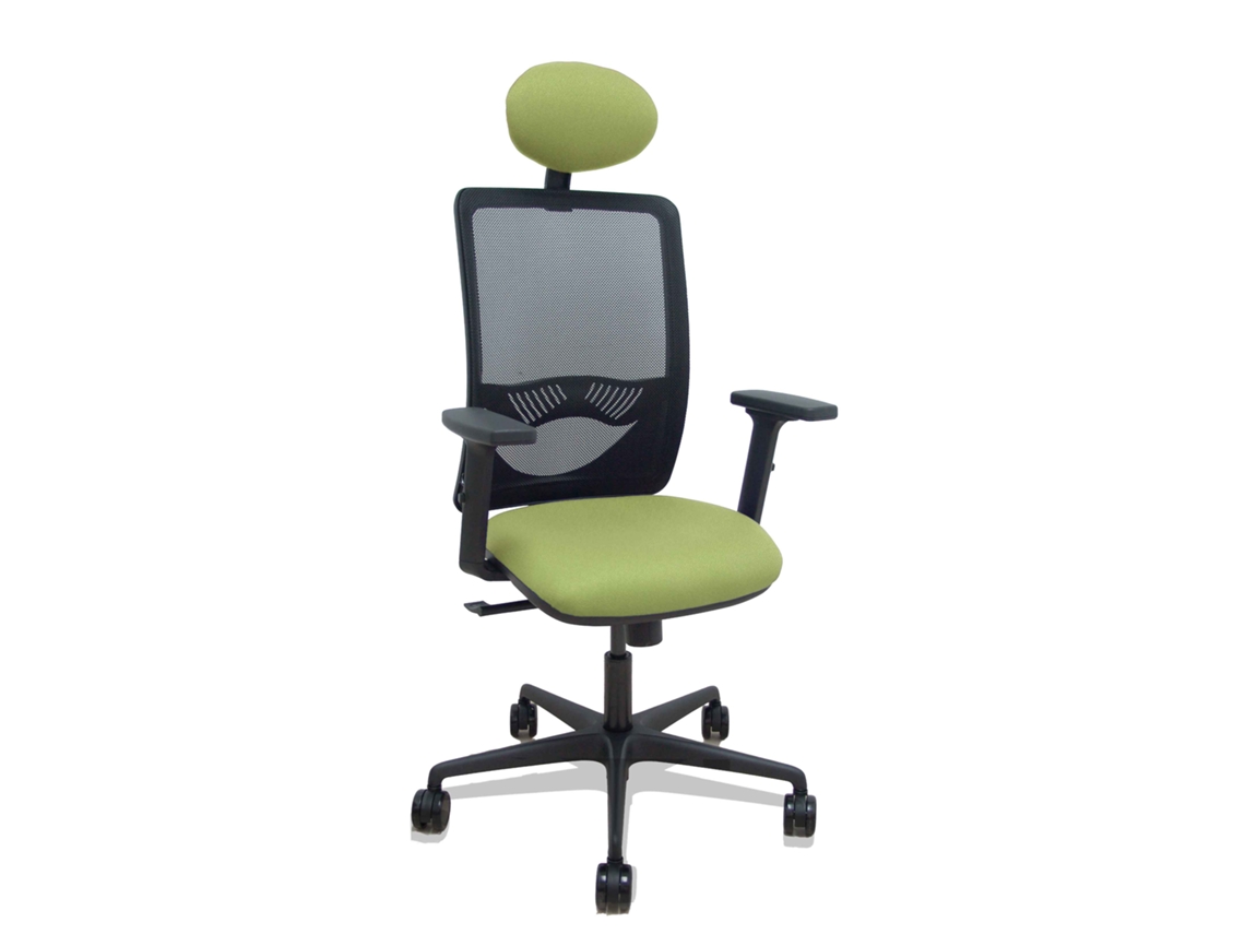 Silla De Oficina Zulema Con Mecanismo Sincro Tapizada Con Tela Color Verde Oliva Y Malla Color Negro