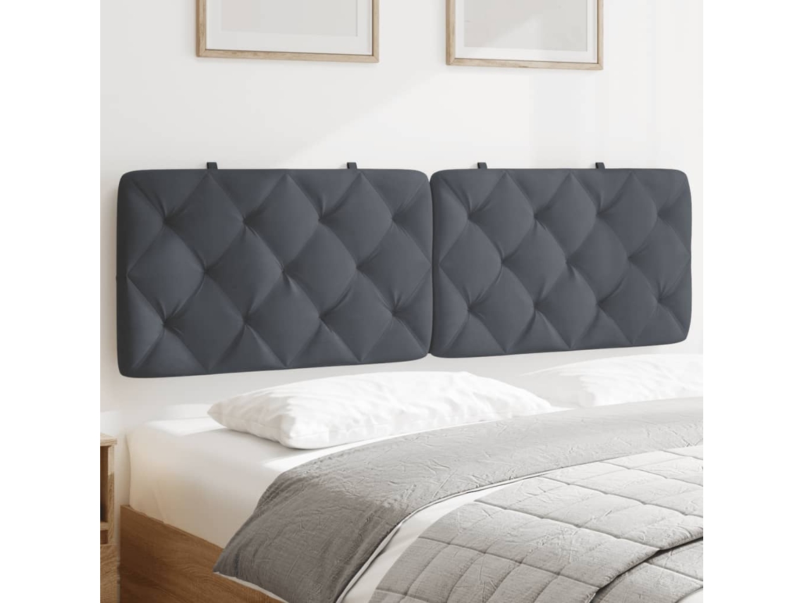 Cabecero De Cama Acolchado Terciopelo Gris Oscuro 160 Cm