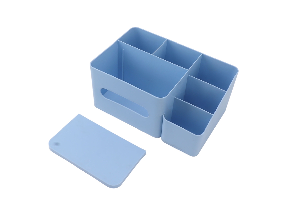 Organizador De Papel Higiénico Con Tapa De Plástico Azul Para Escritorio De Oficina En Casa.