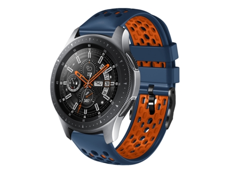 Correa de reloj inteligente para Samsung Galaxy Watch 46 mm 22 mm Silicona transpirable bicolor (azul medianoche + naranja)