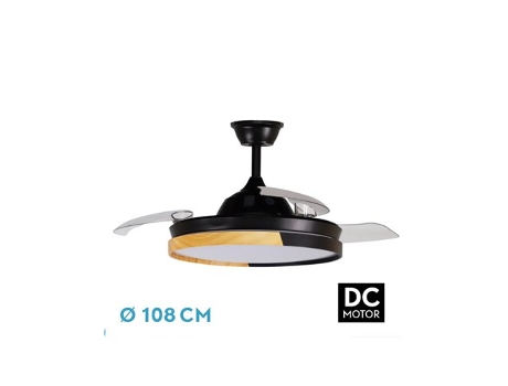Ventilador DC Emperador 72W Negro/Haya 3 Aspas Desplegables FABRILAMP