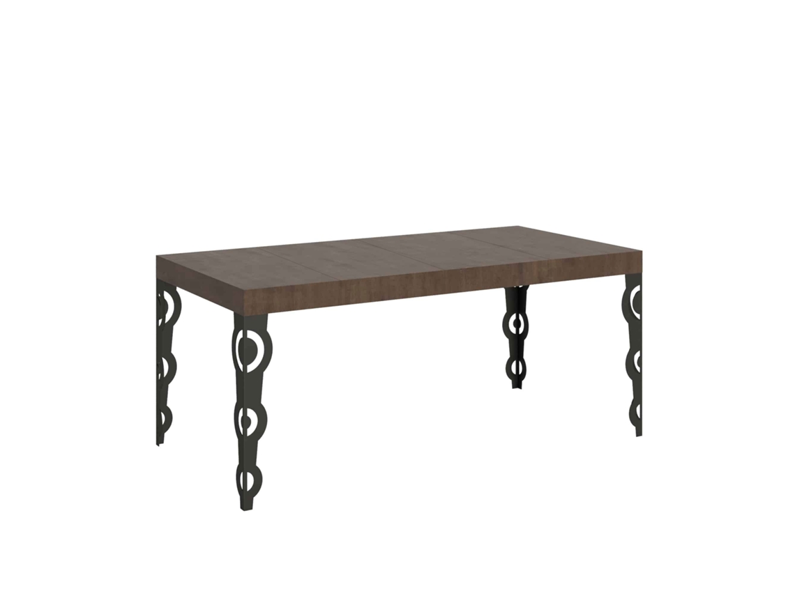 Mesa extensible 90x90/246 cm Karamay Premium Nogal estructura Antracita ITAMOBY
