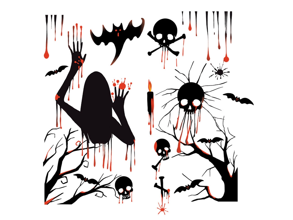 Pegatinas de Halloween con fantasmas y esqueletos, para decoración de ventanas Kofihety