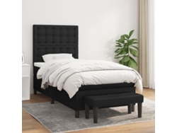 Cama Box Spring Con Colchón Tela Negro 80x200 Cm