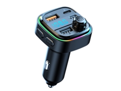 Transmisor Fm Coche, Mp3 Usb, Usb C 3.1a, Carga Rápida, Cargador Inalámbrico, Manos Libres, Bt 5.0, Kit, Negro