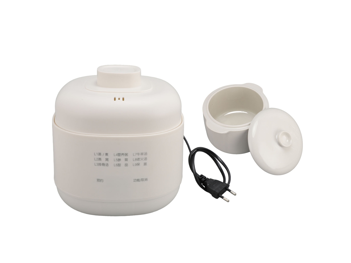 Olla De Cocción Lenta Eléctrica De Cerámica De 1 Litro Y 200 W Con Temporizador Anti-secado Y Enchufe Europeo De 220 V.