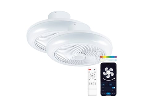 2 Ventiladores con iluminación y música KSIX Siroco, App Tuya, Ø46 cm, 6 velocidades, Altavoz, Luces RGBICCCT, 3.000 lm