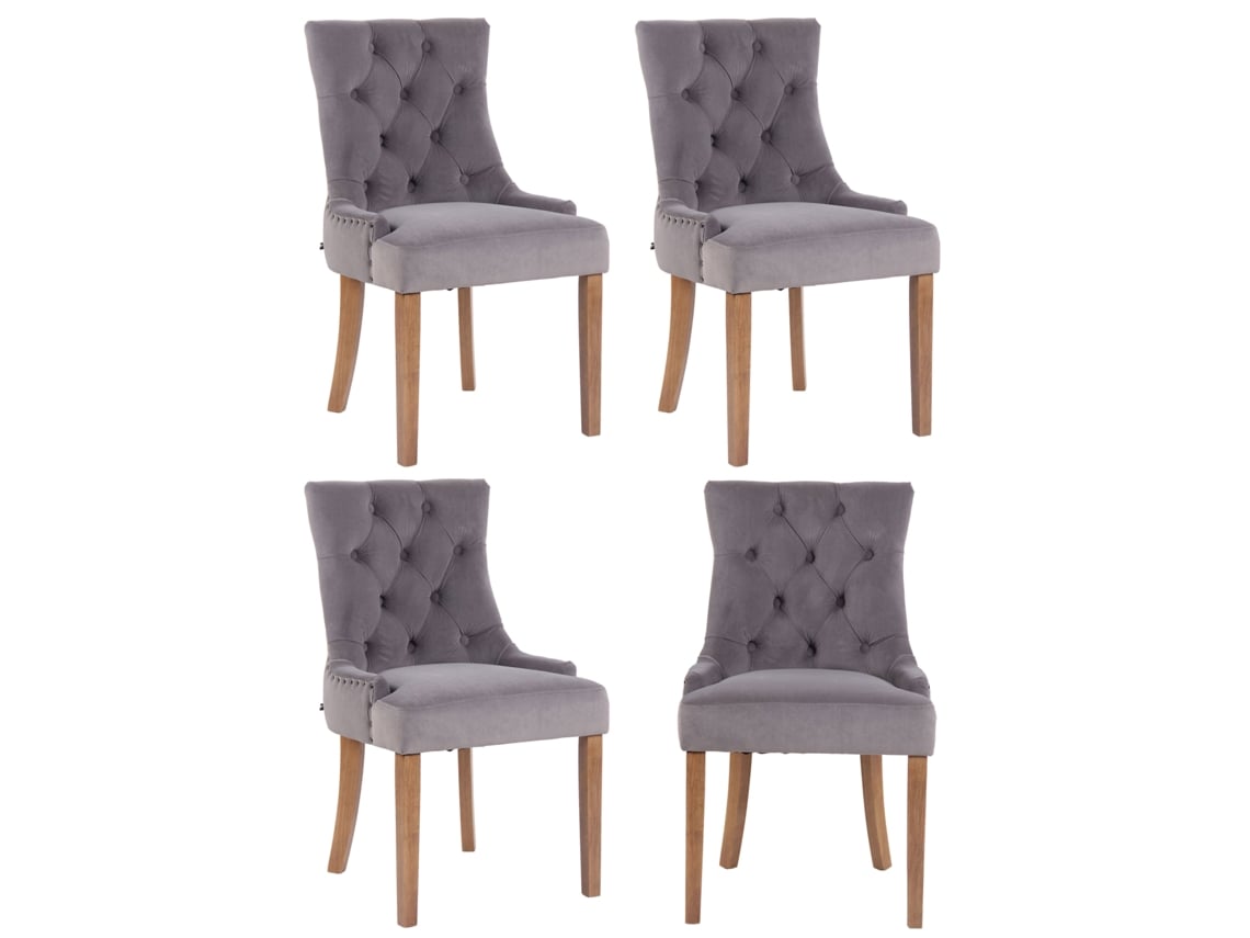 Juego de 4 sillas de comedor terciopelo gris Aberdeen/antiguo claro CLP
