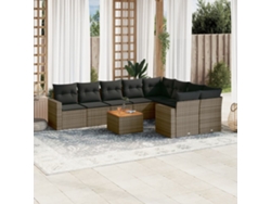 Conjunto de sofás de jardín de 10 piezas DKD Home Decor con cojines de mimbre gris