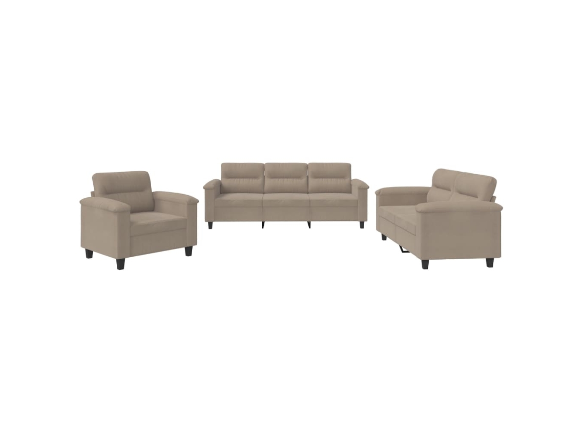 Maison Exclusive - Juego De Sofás Con Cojines 3 Piezas Tela Microfibra Gris Taupe