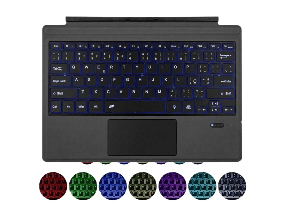 Teclado magnético para Microsoft Surface Pro | Teclas retroiluminadas | Recargable | Gris oscuro