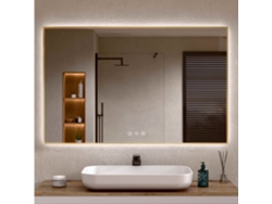 Espejo de Baño con Luz LED Perimetral, Luz Regulable en 3 Colores e Intensidades, Antivaho, Aluminio Dorado 70 x 120 cm Bellobath